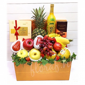 M8  Mid Autumn Fruit Hamper - Chocolate and Wine 